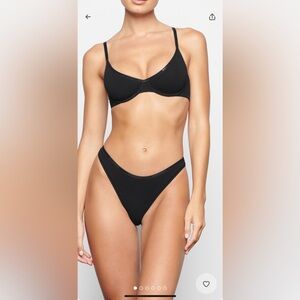 NWT SKIMS Cotton Logo Demi Bra Black 40C